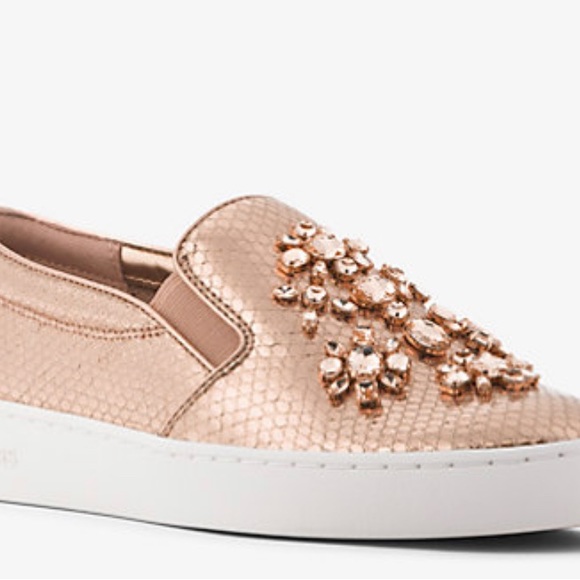 MICHAEL MICHAEL KORS
Keaton Embellished Metallic Leather Slip-On Sneaker New sz9 - Picture 2 of 12